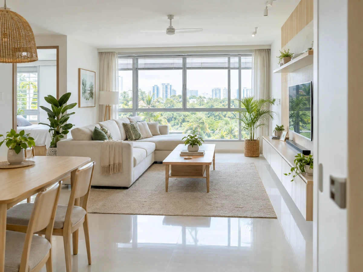 A bright modern Singapore home with a comfortable living room